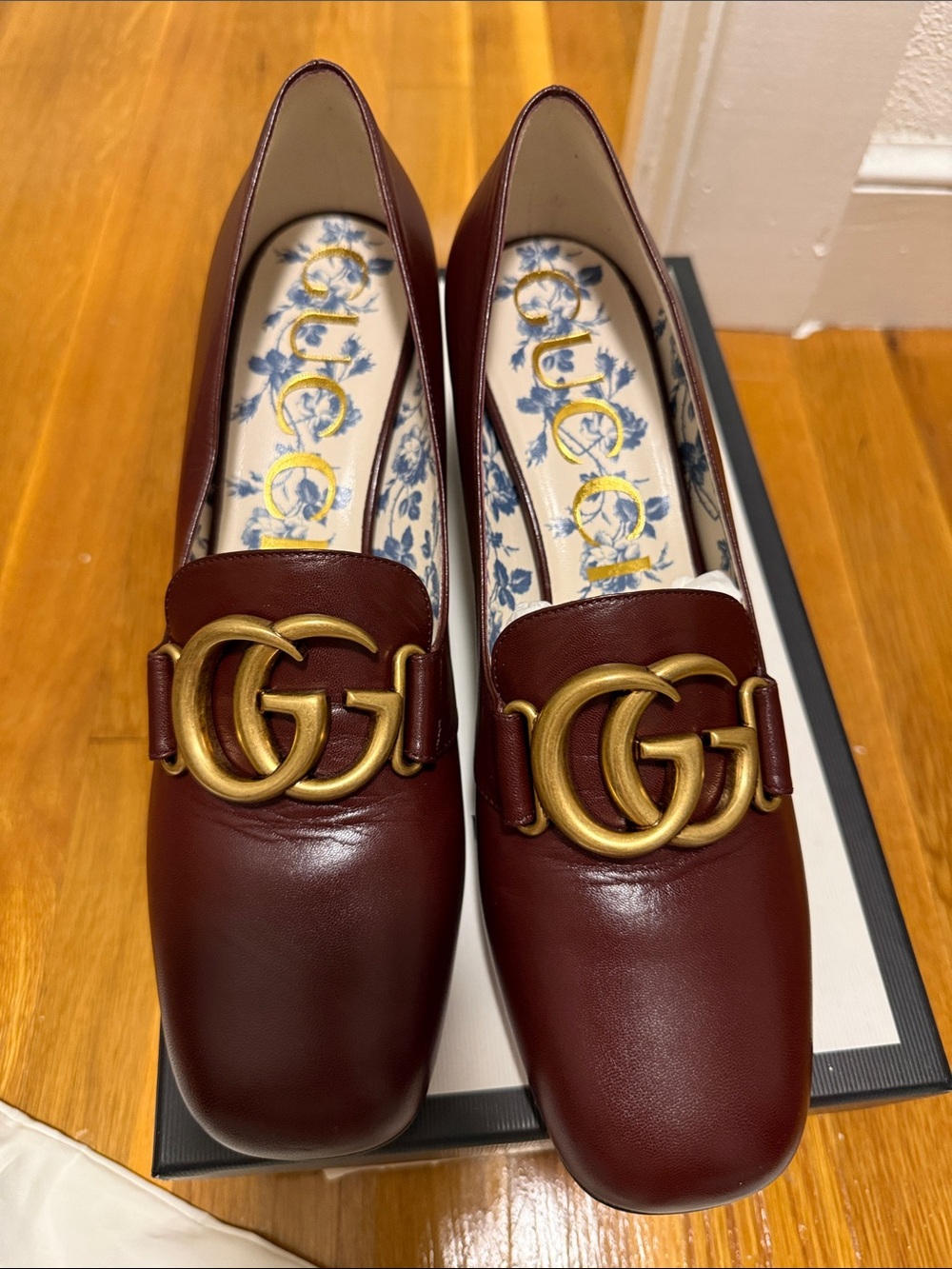 Gucci Burgundy Leather GG Horsebit Loafers